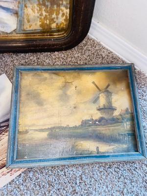 ANTIQUE Mirror, Painting and 2 Photographs