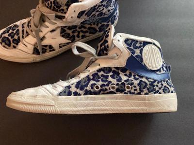 Vintage Golden Goose Women's Super-Star Leopard Print Leather High Top Sneakers