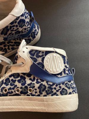 Vintage Golden Goose Women's Super-Star Leopard Print Leather High Top Sneakers