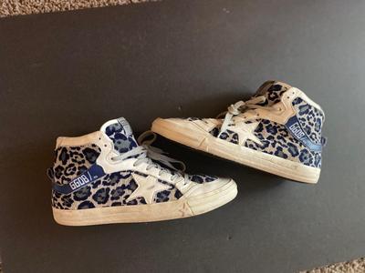 Vintage Golden Goose Women's Super-Star Leopard Print Leather High Top Sneakers