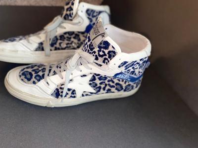 Vintage Golden Goose Women's Super-Star Leopard Print Leather High Top Sneakers