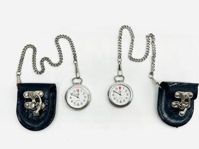 Pair Of Bijoux Terner Stainless Steel Pocket Watch and Pouch