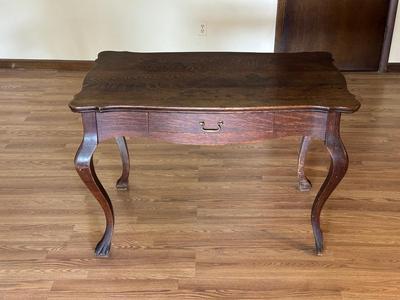 ANTIQUE WRITING DESK WITH DRAWER AND CLAW FEET