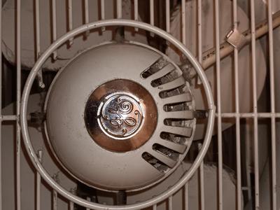 Vintage retro GE electric box fan with Honeywell small tabletop fan