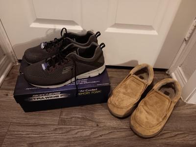 Brand new size 14 sketcher shoes and a pair of sketchers slippers