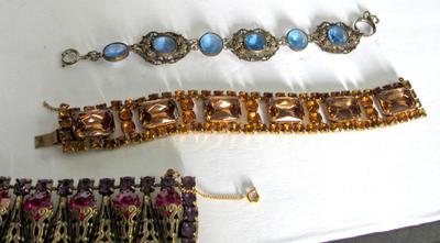 3 Beautiful Rhinestone Bracelets For Repair, Read Description
