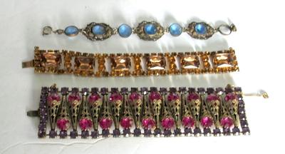 3 Beautiful Rhinestone Bracelets For Repair, Read Description