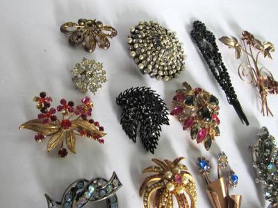 Lot of Vintage Brooches Needing Rhinestones, Some Sterling, Read Description