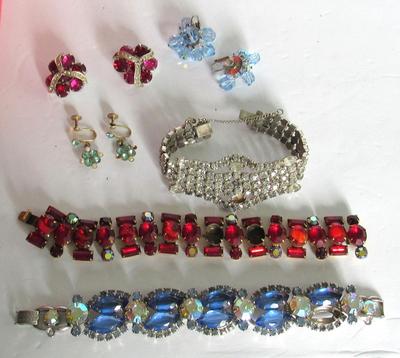 Lot of Vintage Rhinestone Jewelry Needing a Few Stones