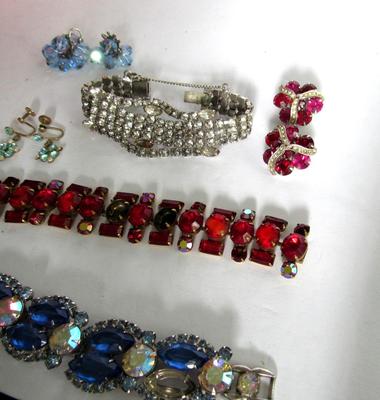 Lot of Vintage Rhinestone Jewelry Needing a Few Stones