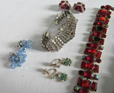 Lot of Vintage Rhinestone Jewelry Needing a Few Stones