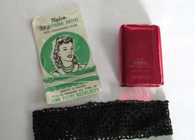 Vintage Crocheted Cuffs, Avon Tempo Bar Soap, Vintage Jewelry Restringing Set