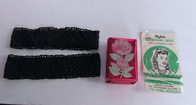 Vintage Crocheted Cuffs, Avon Tempo Bar Soap, Vintage Jewelry Restringing Set