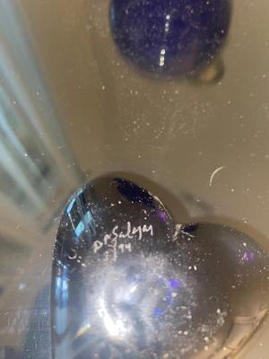 Signed Art Glass Paper Weights and Vintage Candle Stick Holder!