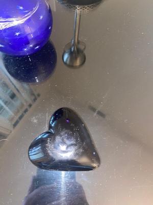 Signed Art Glass Paper Weights and Vintage Candle Stick Holder!