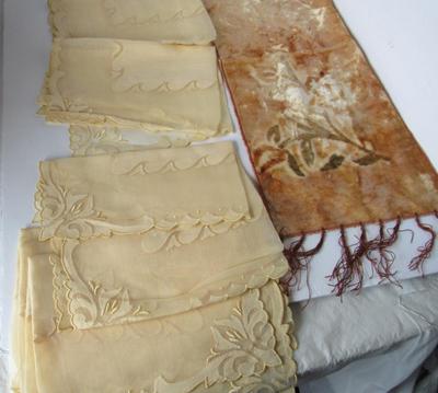 Lot of Vintage Organdy Napkins/Runner From Belgium, and Another Runner