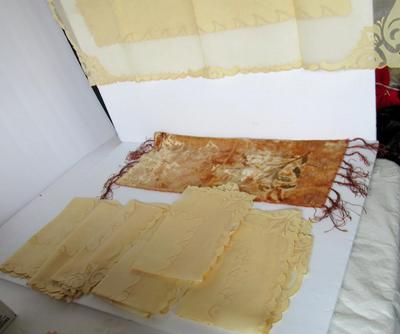 Lot of Vintage Organdy Napkins/Runner From Belgium, and Another Runner