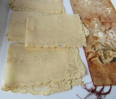 Lot of Vintage Organdy Napkins/Runner From Belgium, and Another Runner
