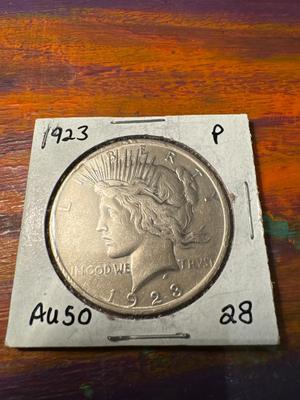 1923 P PEACE DOLLAR AU 58