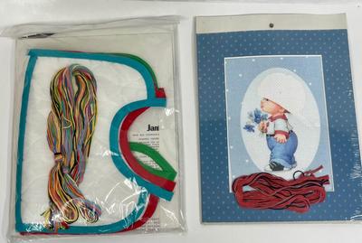 Cross-stitch Project Baby Bids Little Boy framed