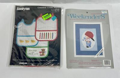 Cross-stitch Project Baby Bids Little Boy framed