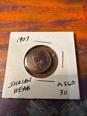 1907 INDIAN HEAD MS60 1c