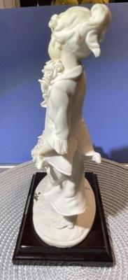Vintage Guisseppe Armani's Girl w/Flower Cart Alabaster/Marble Figurine 10" Tall in VG Preowned Condition as Pictured.