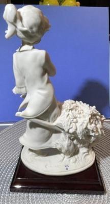 Vintage Guisseppe Armani's Girl w/Flower Cart Alabaster/Marble Figurine 10" Tall in VG Preowned Condition as Pictured.