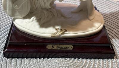 Vintage Guisseppe Armani's Girl w/Flower Cart Alabaster/Marble Figurine 10" Tall in VG Preowned Condition as Pictured.