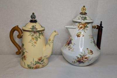 Vintage Mackenzie Childs Enamel Tea Kettles