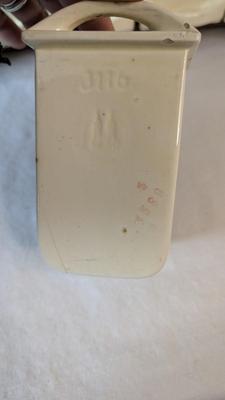 Antique Dutch Wood and Ceramic Spice Cabinet