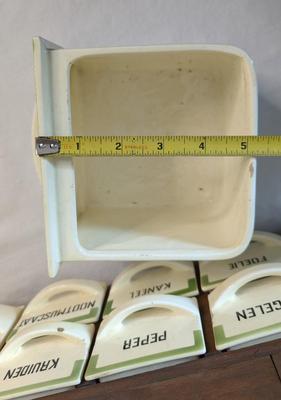 Antique Dutch Wood and Ceramic Spice Cabinet