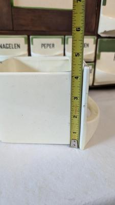 Antique Dutch Wood and Ceramic Spice Cabinet