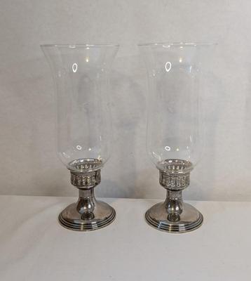 Empire Weighted Sterling and Blown Glass Table Sconces