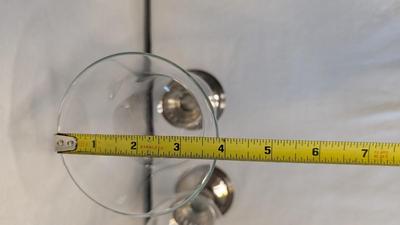 Empire Weighted Sterling and Blown Glass Table Sconces