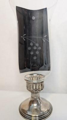 Empire Weighted Sterling and Blown Glass Table Sconces