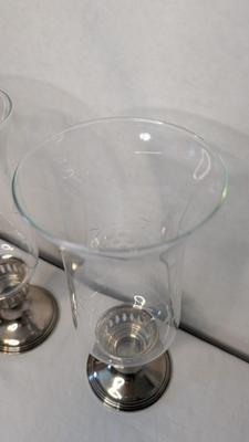 Empire Weighted Sterling and Blown Glass Table Sconces
