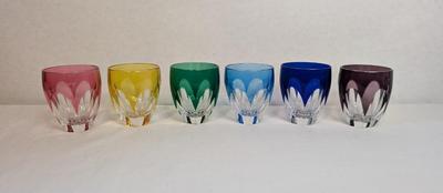 Faberge Cut Crystal Lausanne Rainbow Shot Glass Set