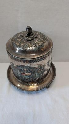 Victorian Repousse Biscuit Barrel and Butter Dish