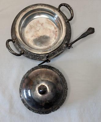 Victorian Repousse Biscuit Barrel and Butter Dish