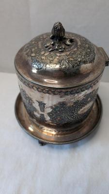 Victorian Repousse Biscuit Barrel and Butter Dish