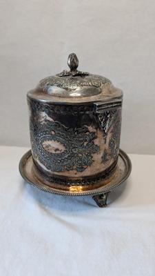 Victorian Repousse Biscuit Barrel and Butter Dish