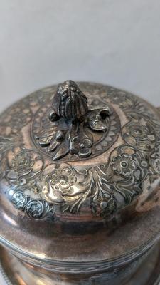 Victorian Repousse Biscuit Barrel and Butter Dish