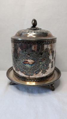 Victorian Repousse Biscuit Barrel and Butter Dish