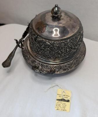 Victorian Repousse Biscuit Barrel and Butter Dish