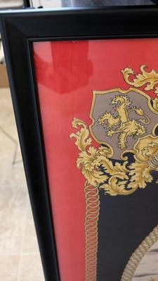 Framed Hermes Style Equestrian Silk Scarf