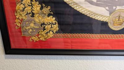 Framed Hermes Style Equestrian Silk Scarf