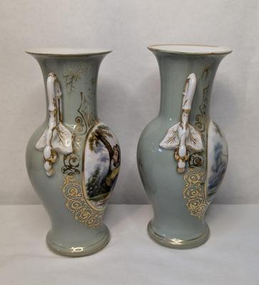 French "Courting Couples" Porcelain Vases
