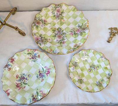 Vintage Mackenzie Childs Honeymoon Sweet Pea 3 Tier Dessert Stand