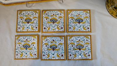 Deruta Italy Griffin Tray, Coasters, and Tray